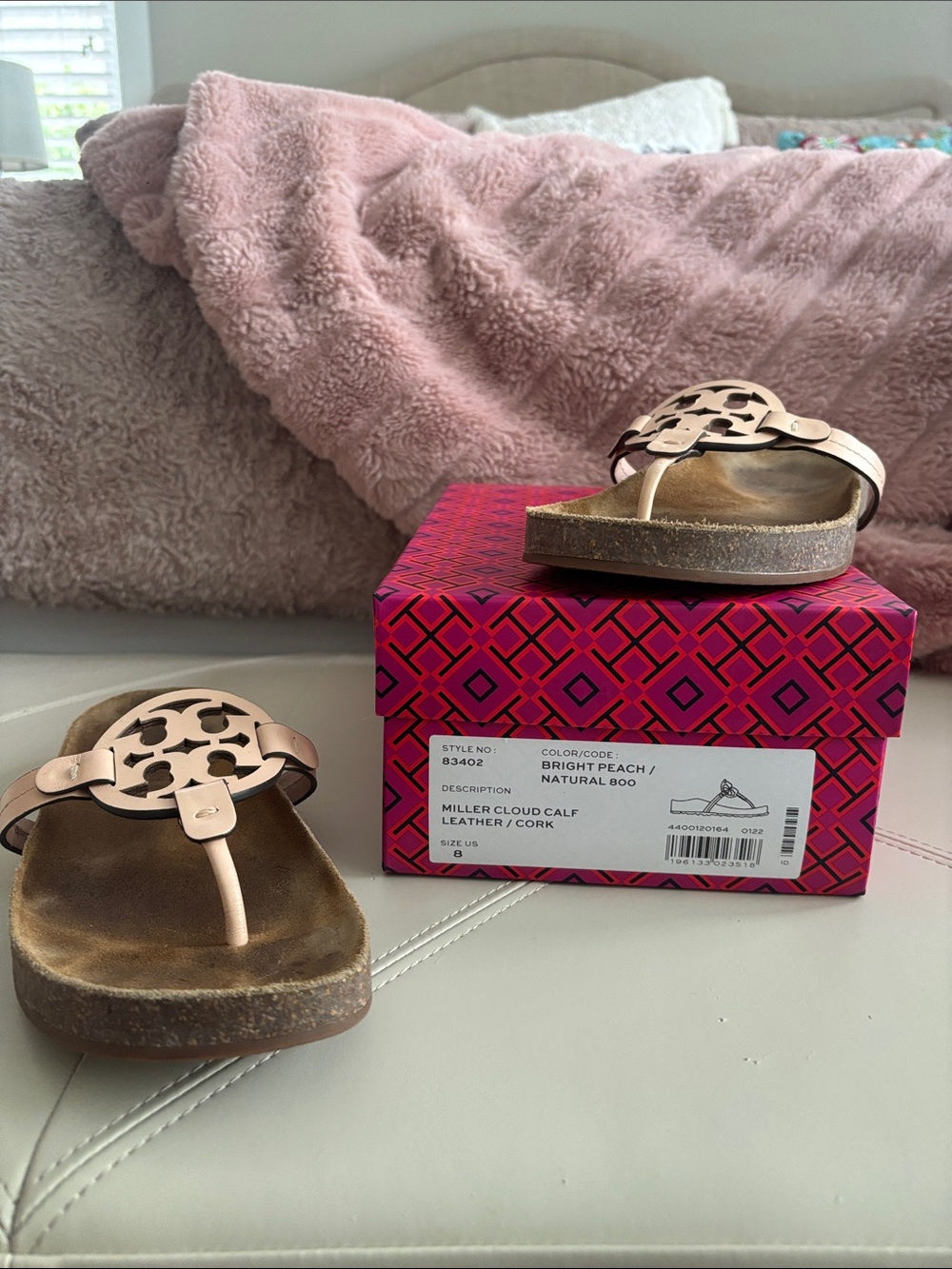 Tory Burch Miller Cloud Thong Sandals in Bright Peach